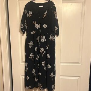 Sonoma Black Floral Cotton Maxi Dress